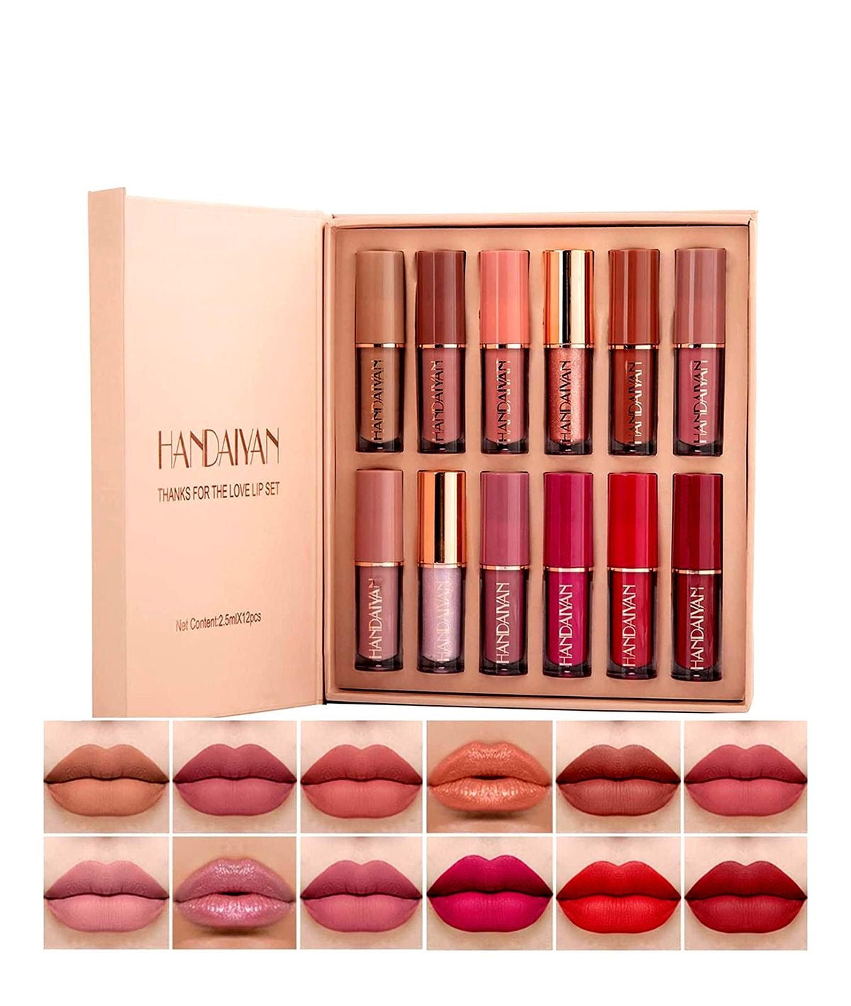 Handaiyan 12-Piece Lip Gloss & Matte Lipstick Set – Versatile Lip Color Collection
